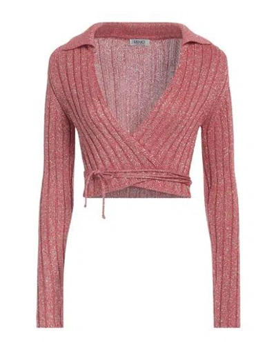 Liu •jo Woman Wrap Cardigans Brick Size S Viscose, Metallic Polyester In Red
