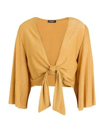 Liu •jo Woman Wrap Cardigans Marigold Size 8 Viscose, Polyamide, Polyester, Elastane In Yellow