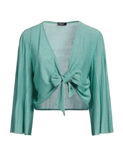 Liu •jo Woman Wrap Cardigans Turquoise Size 12 Viscose, Polyamide, Polyester, Elastane In Blue