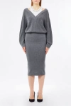 Liu •jo Liu Jo Grey Knitted Dress Featuring A V-neck In Gray