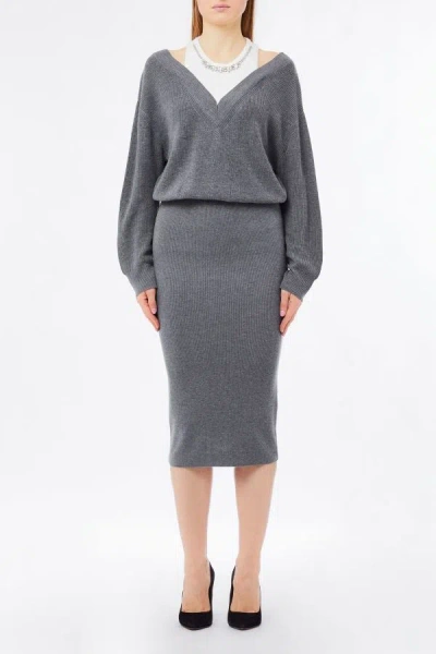 Liu •jo Liu Jo Grey Knitted Dress Featuring A V-neck In Multi
