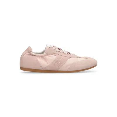 Liu •jo Liu Jo Women's Darcey 01 Sneakers In Suede And Nylon With Rose Satin Laces In Pink