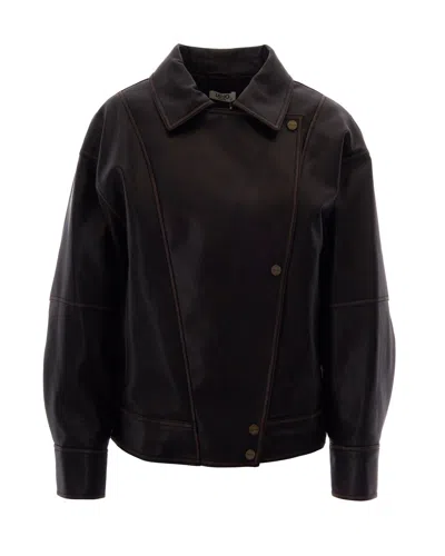 Liu •jo Liu Jo Women's Faux Leather Shirt Jacket In Deep Brown
