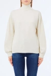 Liu •jo Cream Turtleneck Sweater With Ribbed Detailing In Multi