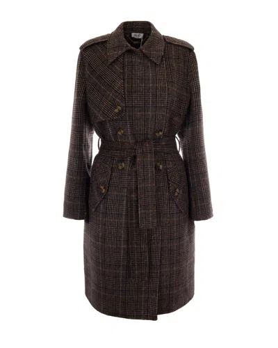 Liu •jo Liu Jo Women's Plaid Double-breasted Belted Coat In Camel Check