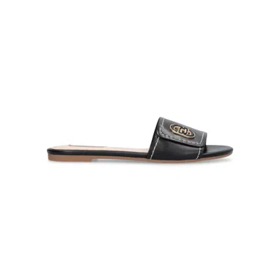 Liu •jo Liu Jo Women's Sandy 03 Leather Slippers With Elegant Black Logo Sa6127p010222222