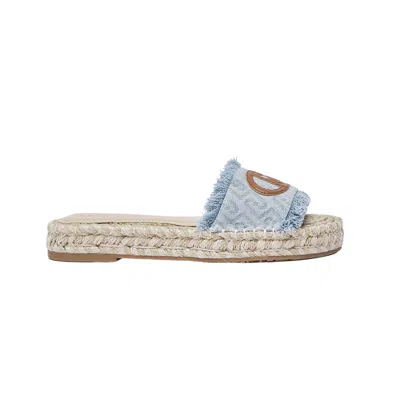 Liu •jo Liu Jo Women's Slippers Paros 01 Espadrillas In Denim Jacquard With Maxi Logo Monogram Blue