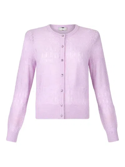 Liu •jo Wool And Alpaca Cardigan In Pink