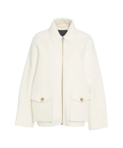 Liu •jo Wool Blend Jacket With Fringes In White