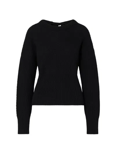 Liu •jo Wool Blend Sweater With Bow In Black
