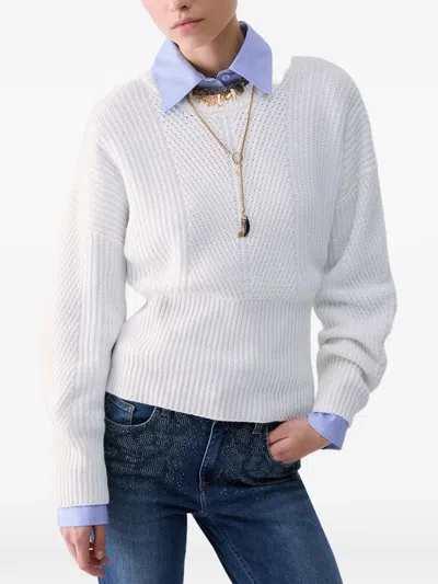 Liu •jo Wool Blend Sweater With Bow In Gray