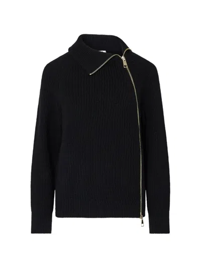 Liu •jo Wool Blend Sweater With Zip In Black