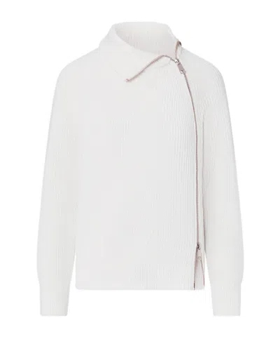 Liu •jo Wool Blend Sweater With Zip In White