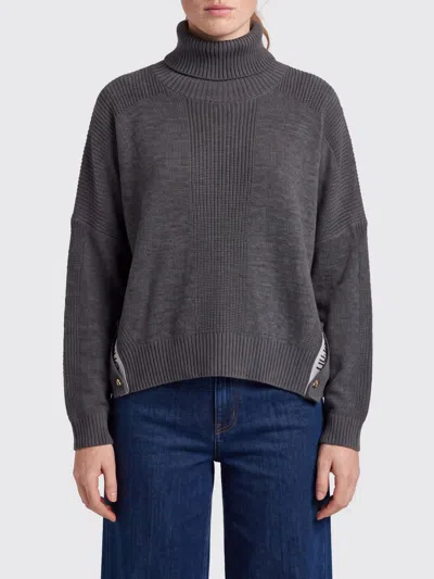 Liu •jo Liu Jo Wool Blend Turtleneck Jumper With Logo Buttons In Gray