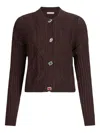Liu •jo Wool Cardigan With Bejewelled Buttons In Brown