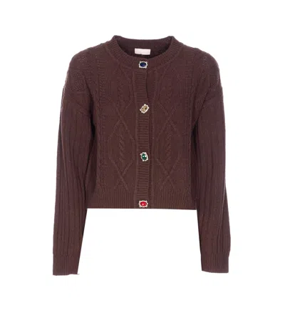 LIU •JO WOOL CARDIGAN WITH JEWEL BUTTON
