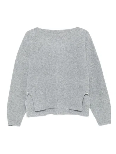 LIU •JO WOOL-CASHMERE BLEND GRAY SWEATER WITH RELAXED FIT