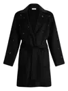 Liu •jo Wool Coat With Bejewelled Embroidery In Multi