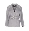 Liu •jo Belted Double-breasted Coat In Gray