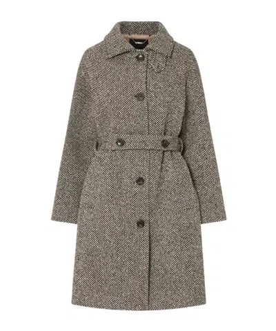 Liu •jo Wool Coat With Belt In Multi