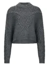 Liu •jo Wool Jumper With Openwork Detailing In Gray
