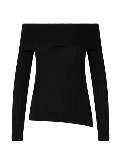Liu •jo Wool Sweater With Bardot Neckline In Black