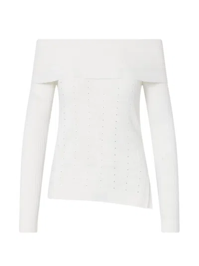 Liu •jo Wool Sweater With Bardot Neckline In White