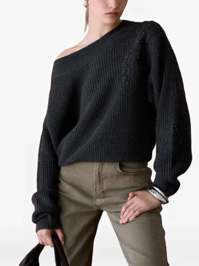 Liu •jo Wool Sweater With Embroidery In Blue