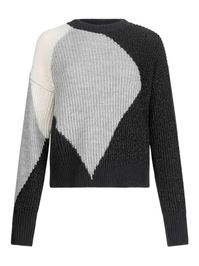 Liu •jo Liu Jo Color-blocked Geometric Knit Sweater In Black