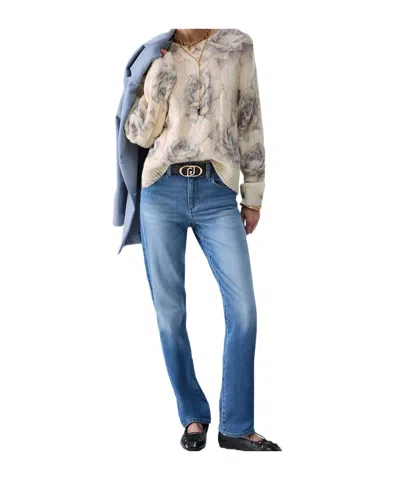 Liu •jo Wool Sweater With Rose Print In Animal Print
