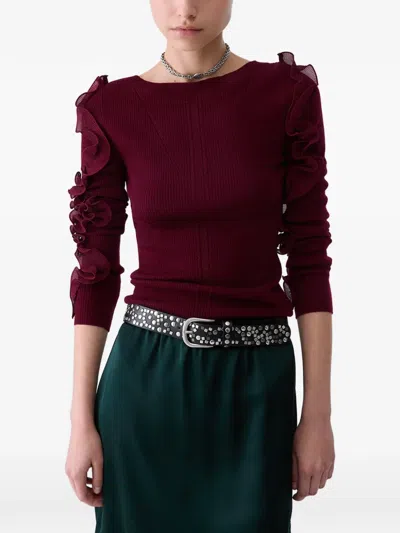 Liu •jo Wool Sweater With Ruffles In Red