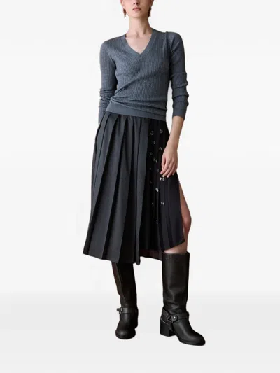 Liu •jo Wool Sweater With V-neck In Brown