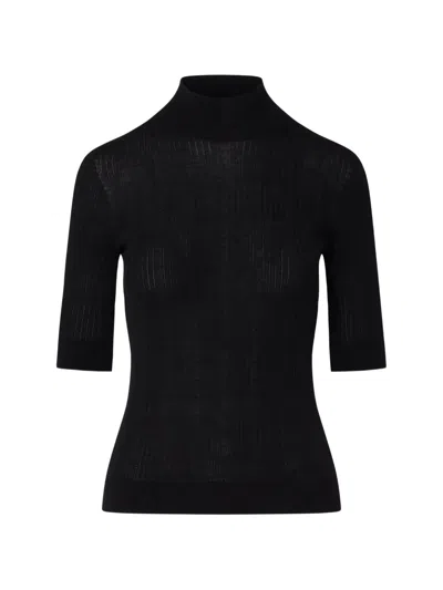 Liu •jo Wool Top With Rhinestones In Black