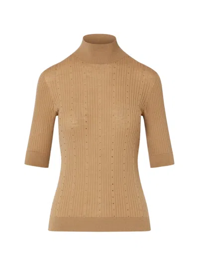 Liu •jo Wool Top With Rhinestones In Multi