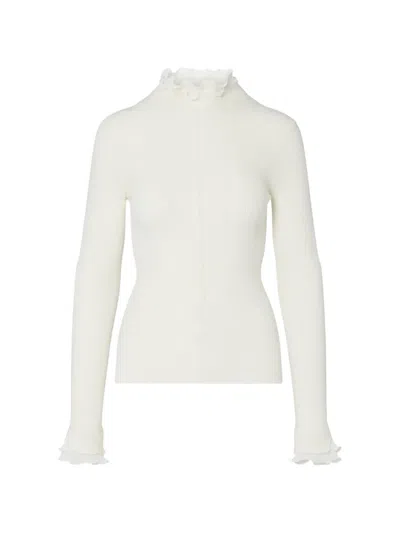 Liu •jo Wool Turtleneck With Ruffles In White