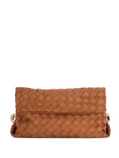 Liu •jo Woven-design Clutch Bag In Brown