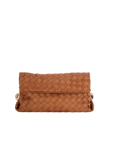 Liu •jo Woven Eco-leather Clutch In Brown