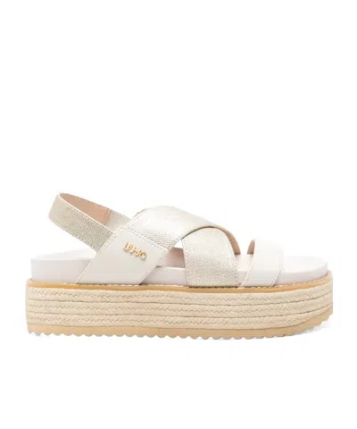Liu •jo Woven Platform Sandals In Metallic