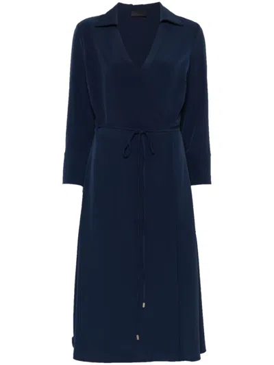 LIU •JO LIU JO WRAP MIDI DRESS WITH DEEP V-NECKLINE AND TIE WAIST