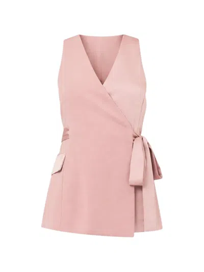 Liu •jo Wrap-style Side-tie Gilet In Pink