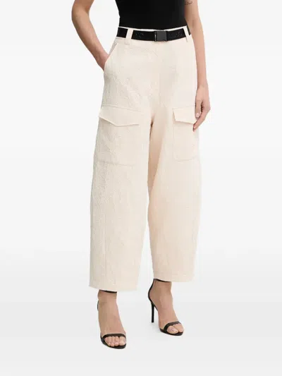 Liu •jo Wrinkle-effect Cargo Pants In Neutral