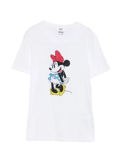 Liu •jo X Disney Minnie Mouse Rhinestone-embellished T-shirt In White