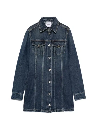 Liu •jo X Elodie Button-up Denim Mini Dress In Blue