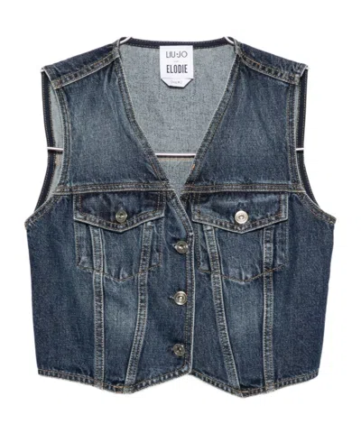 Liu •jo X Elodie Sleeveless Denim Jacket In Multi