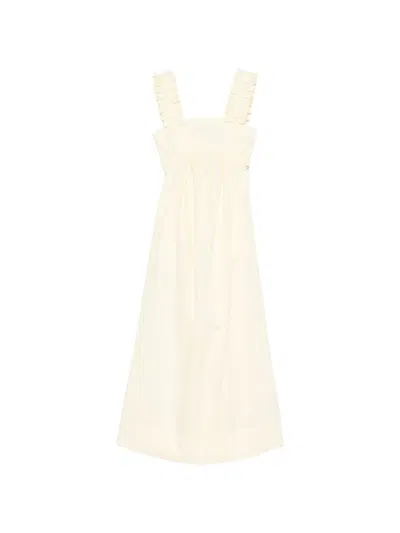 Liu •jo Yellow Ruffled Straps Day Dress In Neutral