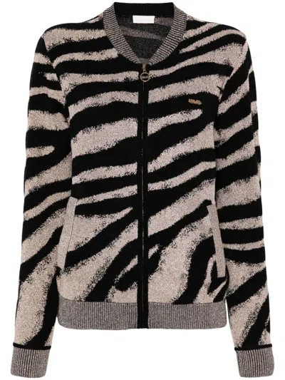 LIU •JO ZEBRA-JACQUARD CARDIGAN