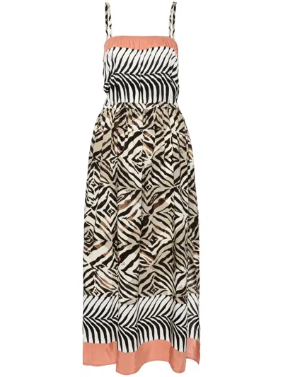 Liu •jo Zebra-print Midi Dress In Neutrals