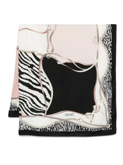Liu •jo Zebra-print Scarf In Black