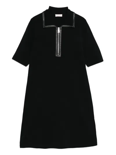 Liu •jo Zip-collar Dress In Black