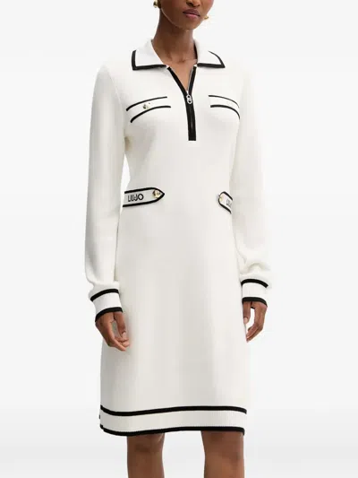 Liu •jo Zip Embellished Mini Dress In White